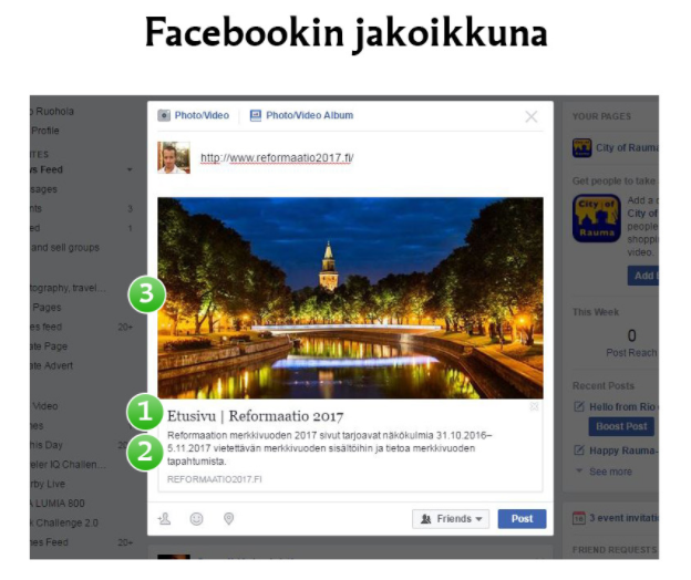 Facebook-postauksen jakoikkunan kuva
